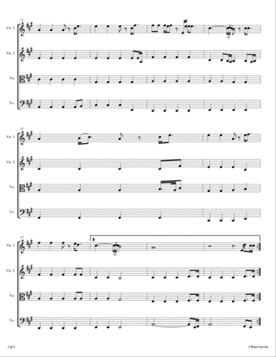 I Won't Let Go String Quartet scores gallery preview page 3