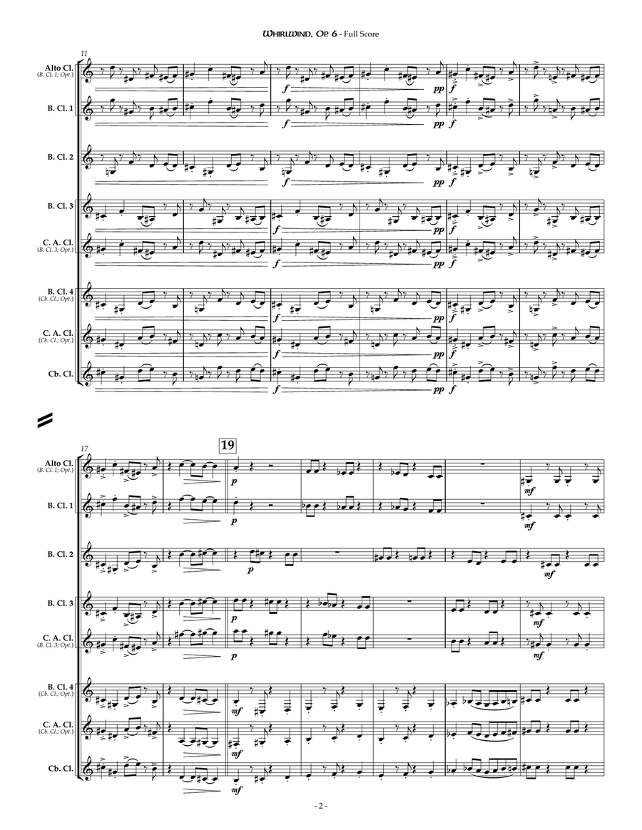 Whirlwind, Op. 6 (low clarinet quartet) Clarinet Quartet scores gallery preview page 6