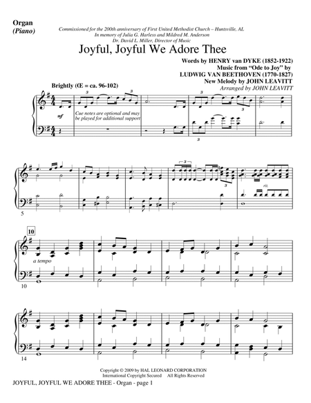 Joyful, Joyful, We Adore Thee - Organ
