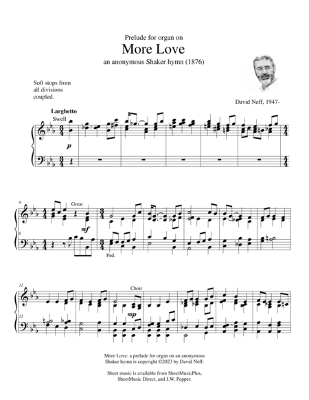 Prelude for Organ on the Shaker Hymn "More Love" image number null