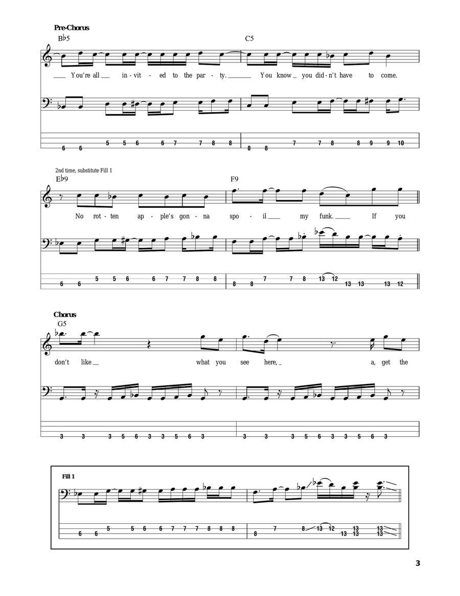 Get The Funk Out Bass Guitar Tablature scores gallery preview page 3