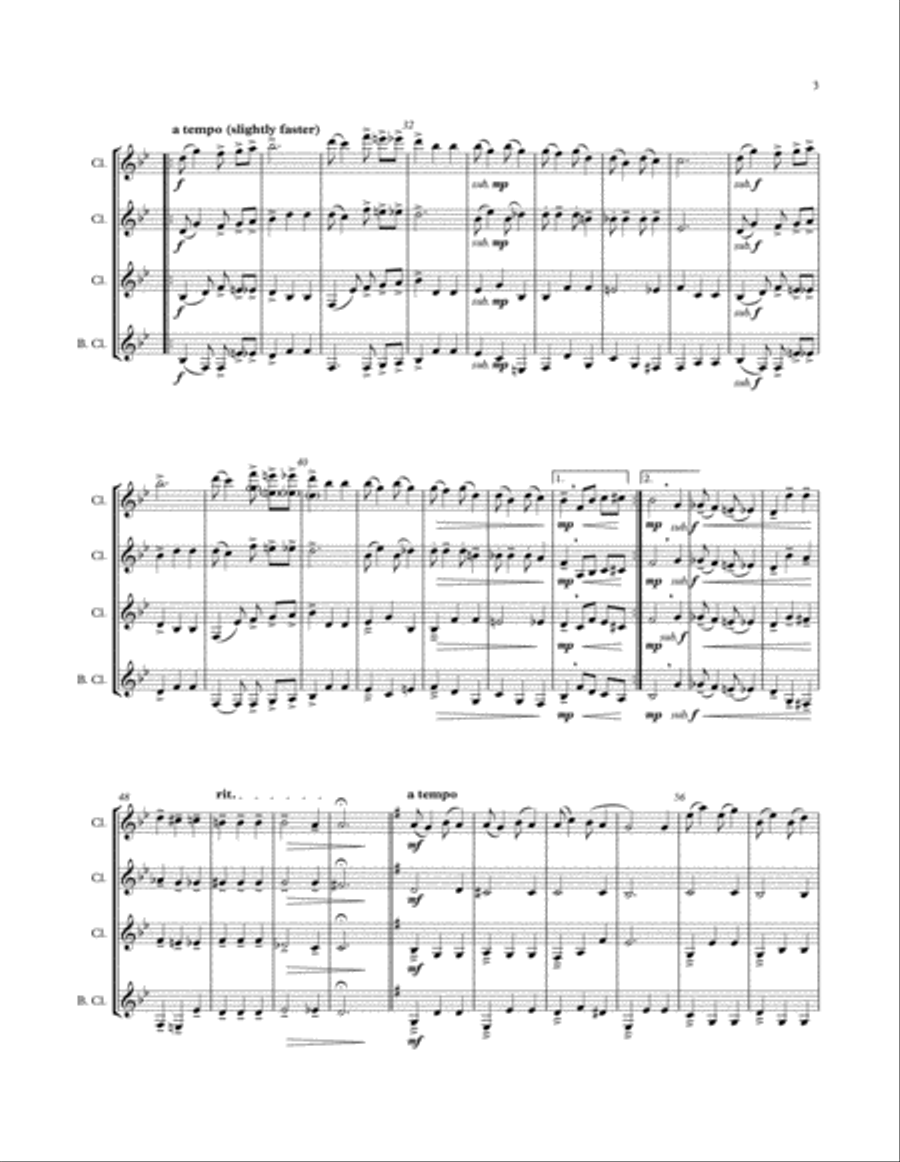Joplin: Bethena Concert Waltz for Clarinet Quartet Clarinet Quartet scores gallery preview page 3