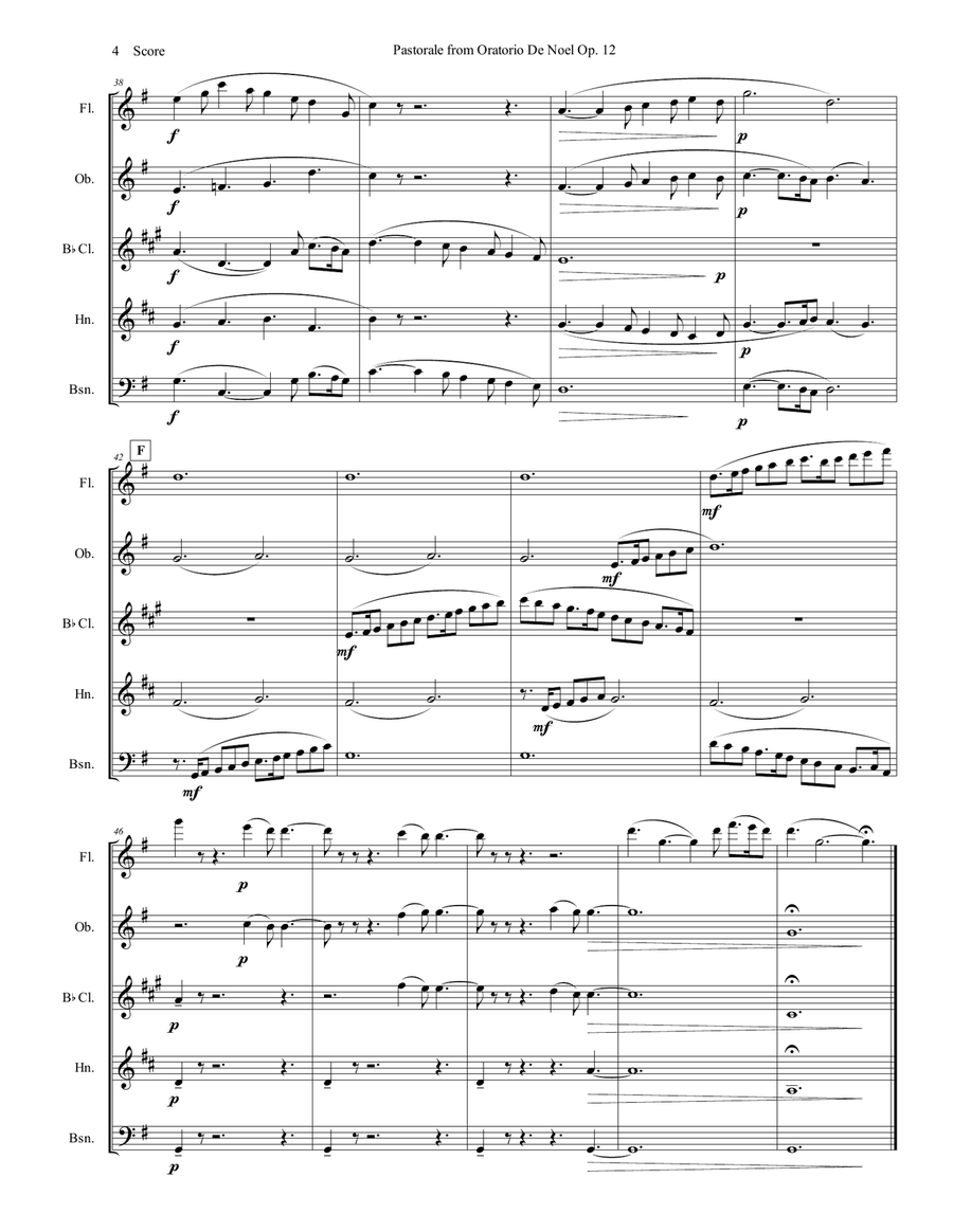 Pastorale from Oratorio De Noel set for Woodwind Quintet Woodwind Quintet scores gallery preview page 5