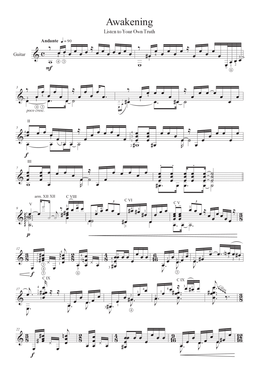 Awakening Guitar Solo scores gallery preview page 1