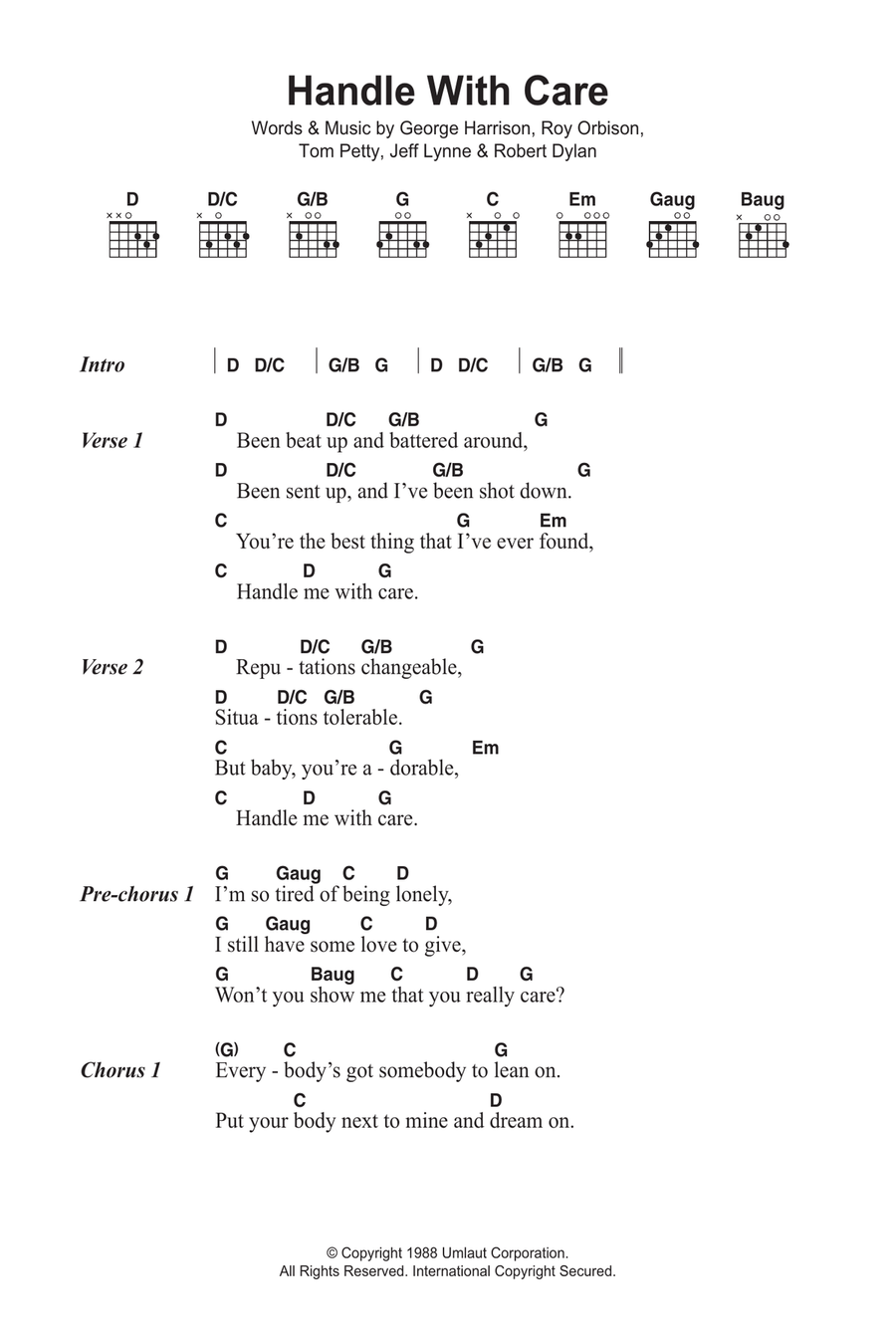 Handle With Care Acoustic Guitar scores gallery preview page 1