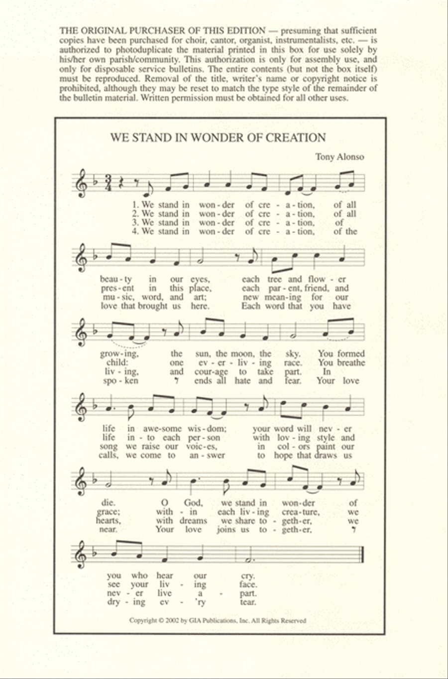 We Stand in Wonder of Creation 4-Part scores gallery preview page 8