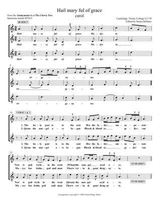 Carol: Hail Mary ful of grace, from Anonymous 4: "The Cherry Tree" - Score Only