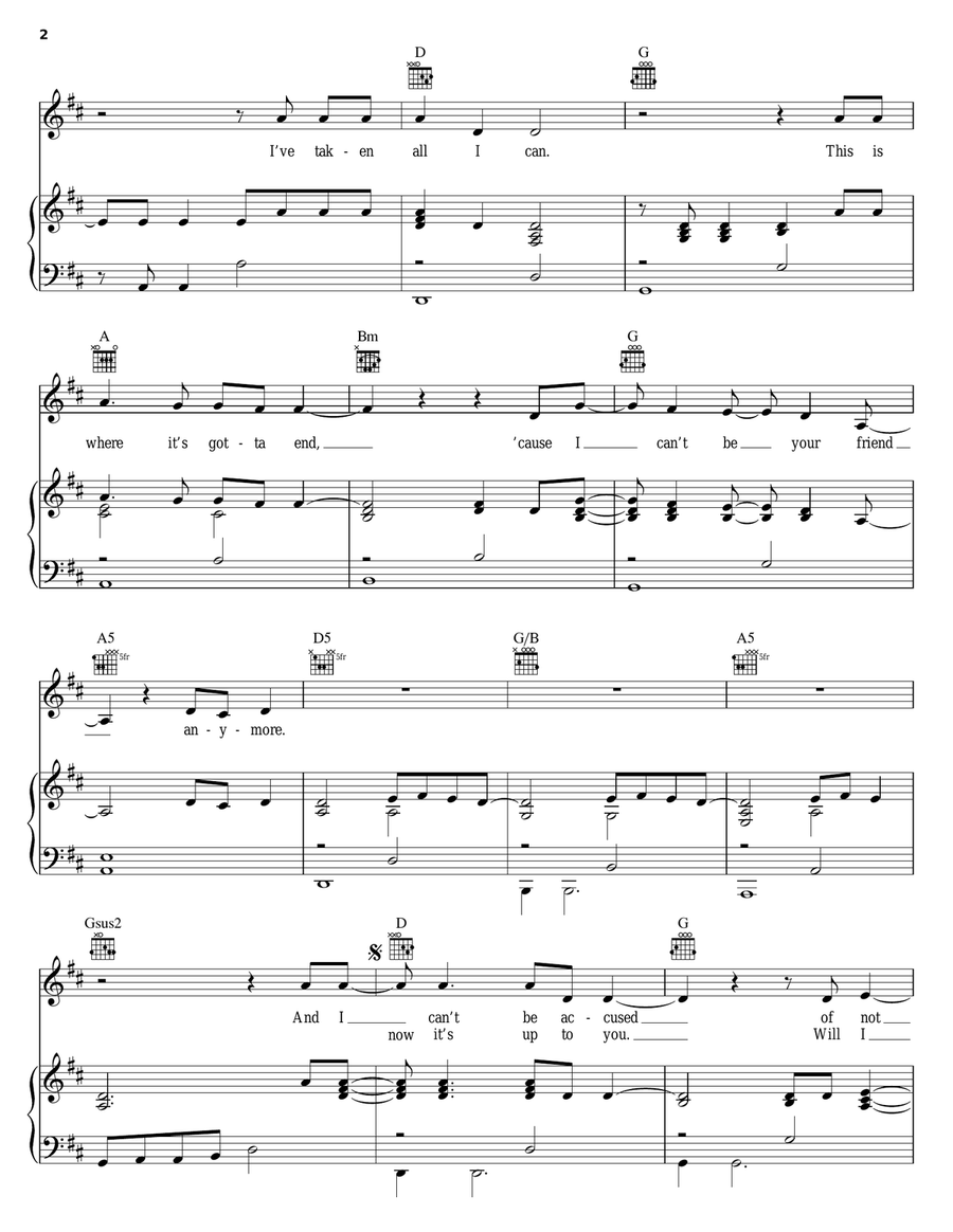 I Can't Be Your Friend I Can't Be Your Friend Piano, Vocal, Guitar scores gallery preview page 2