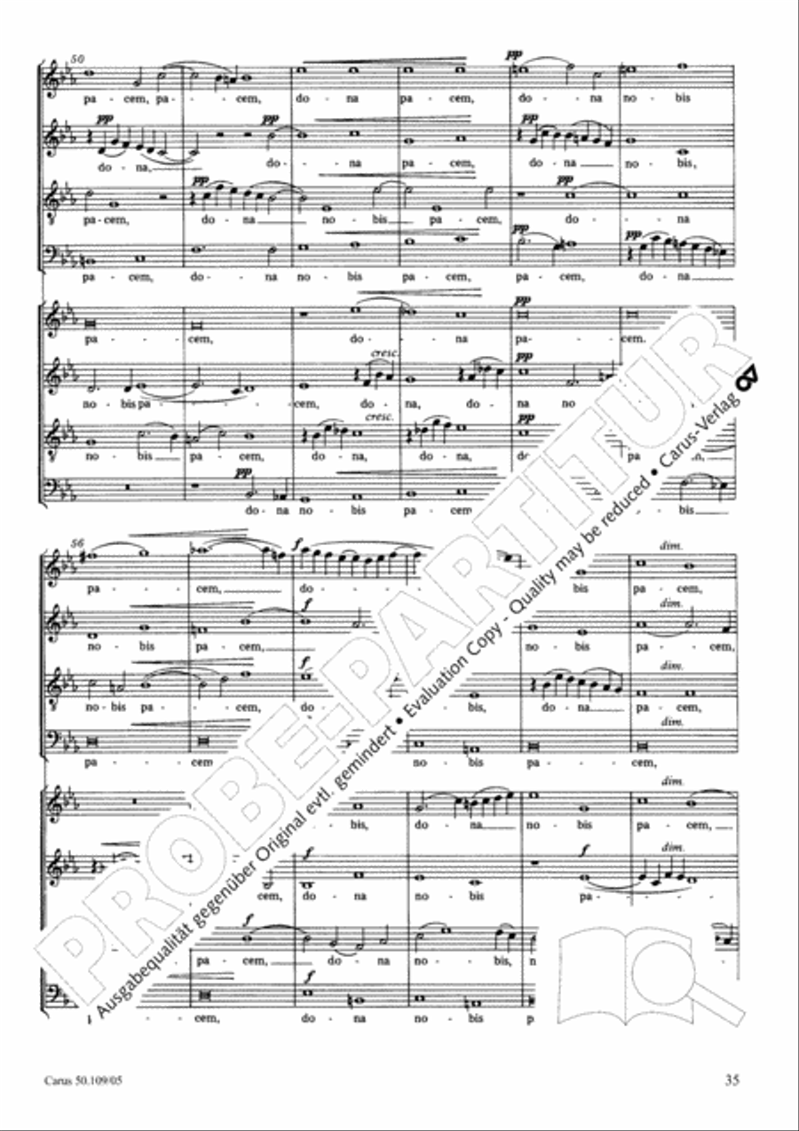 Mass in E flat major (Messe in Es) 4-Part scores gallery preview page 36