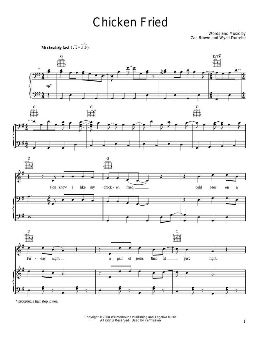 Chicken Fried Acoustic Guitar scores gallery preview page 1