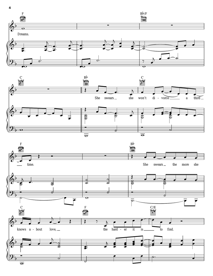 Dreams Piano, Vocal, Guitar scores gallery preview page 4