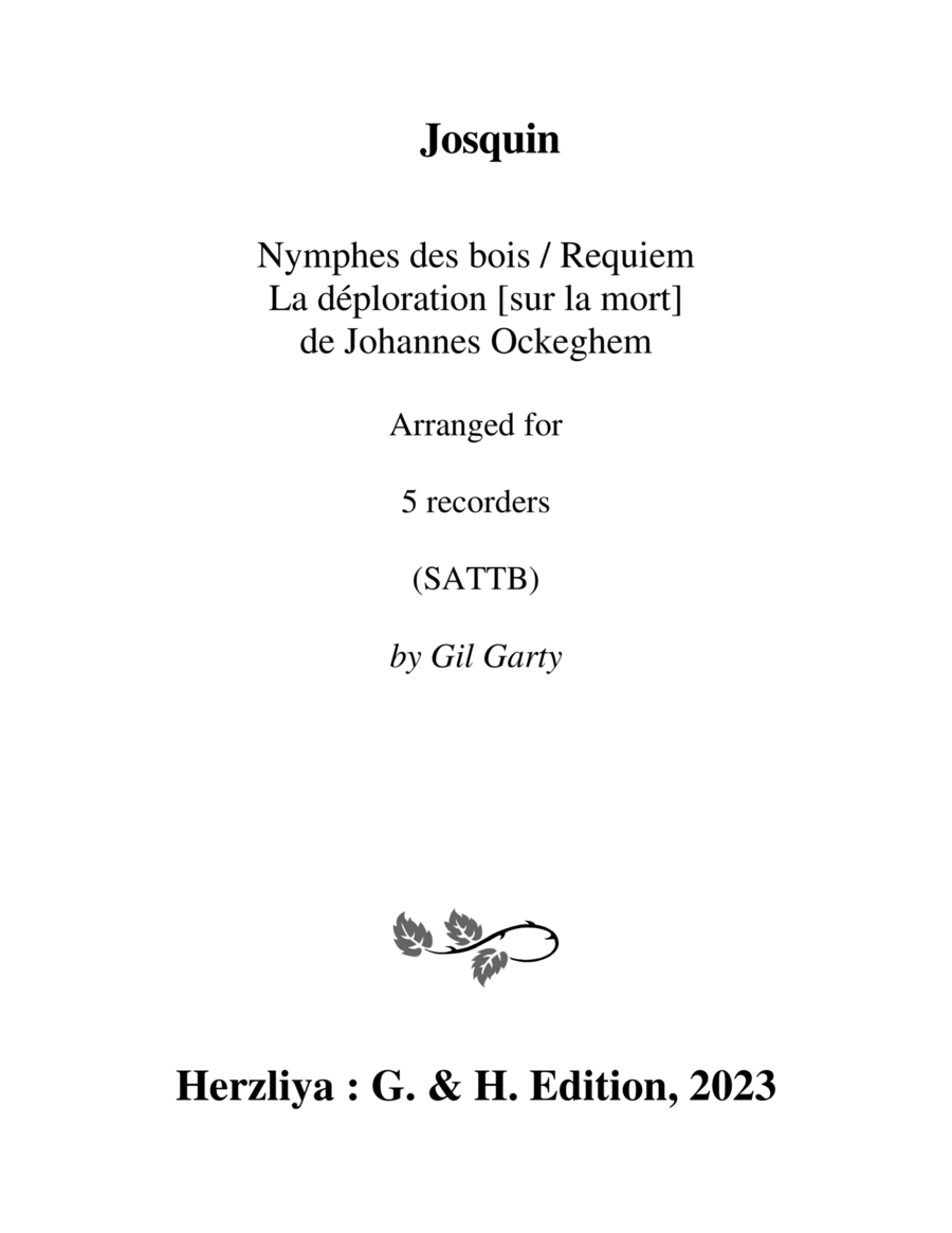 Book cover for Nymphes des bois / Requiem (arrangement for 5 recorders (SATTB))