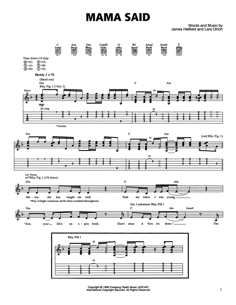 Mama Said Mama Said Acoustic Guitar scores gallery preview page 1