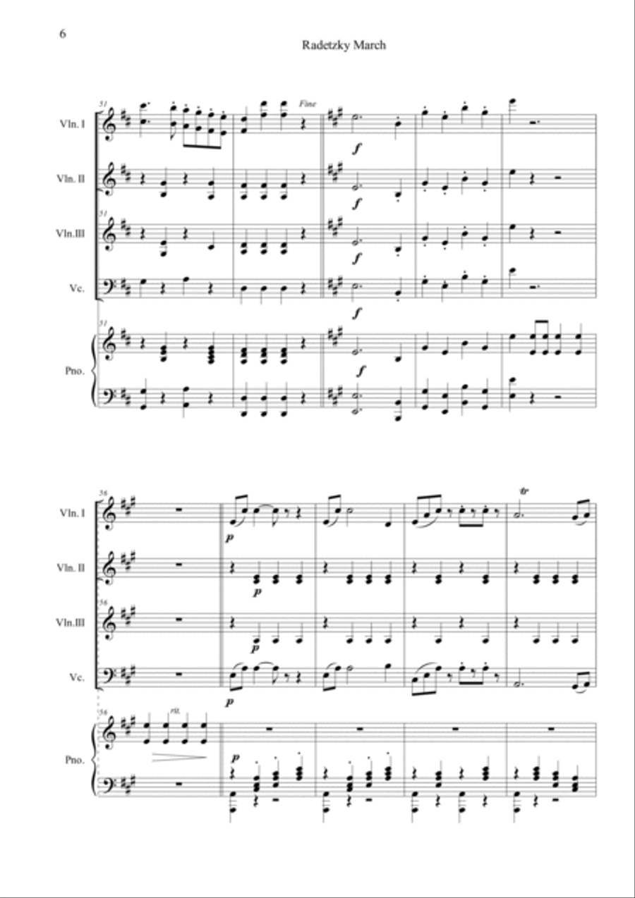 Radetzky Marsch Piano Quintet scores gallery preview page 6