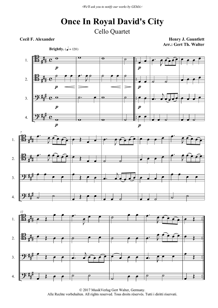 Once In Royal David's City String Quartet scores gallery preview page 1