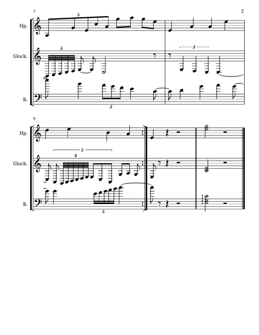 A 21 for harp, glockenspiel, upright bass Double Bass scores gallery preview page 2