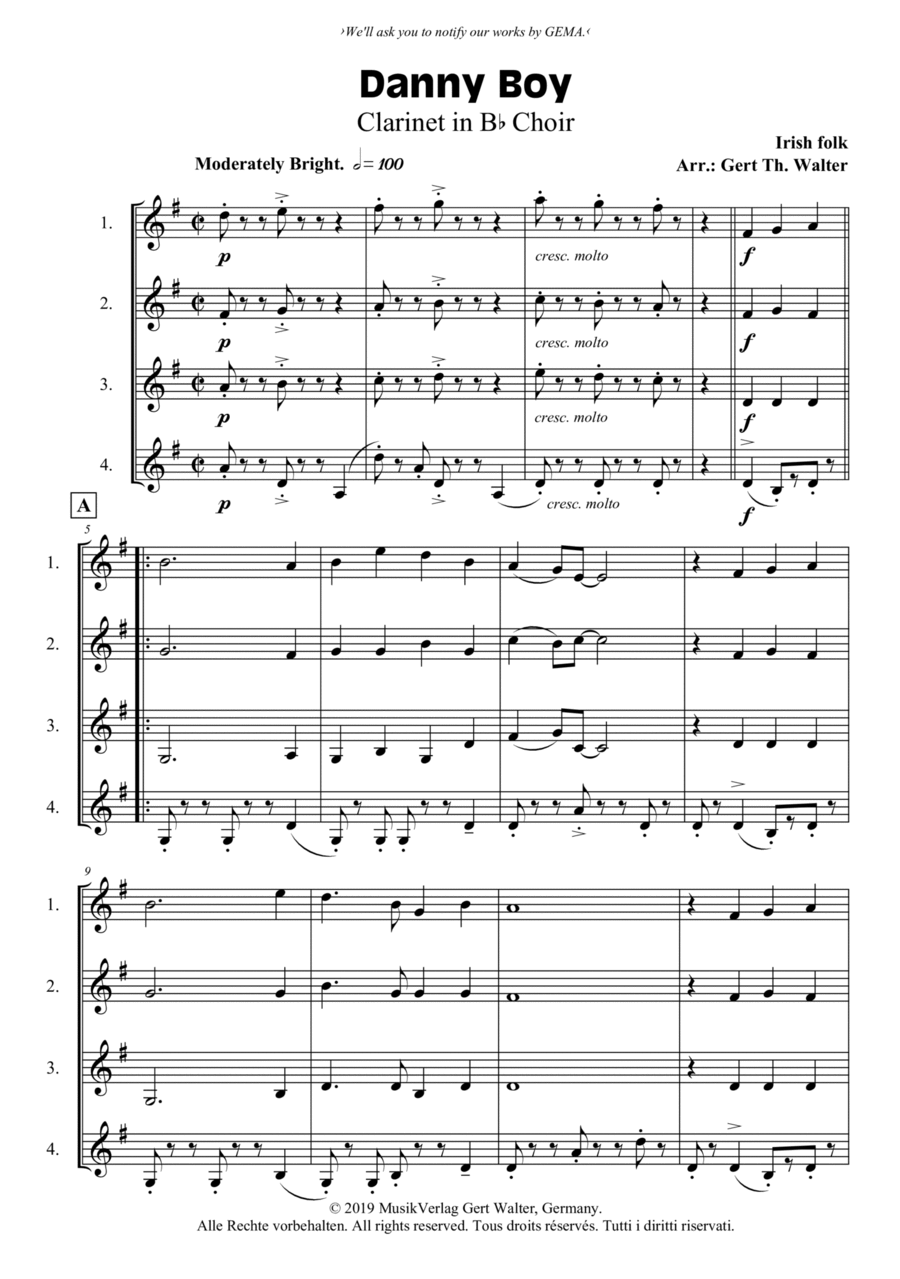 Danny Boy Woodwind Ensemble scores gallery preview page 1