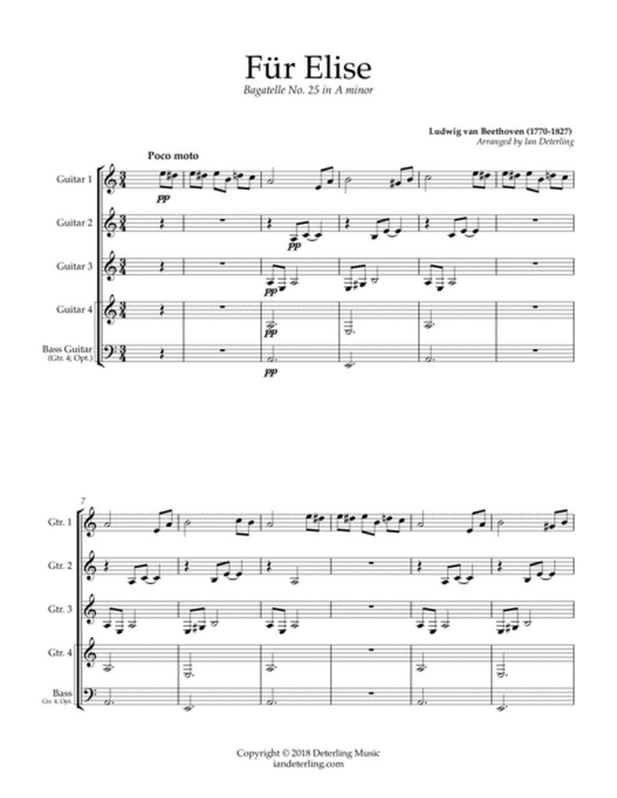 Für Elise (for Guitar Quartet) image number null