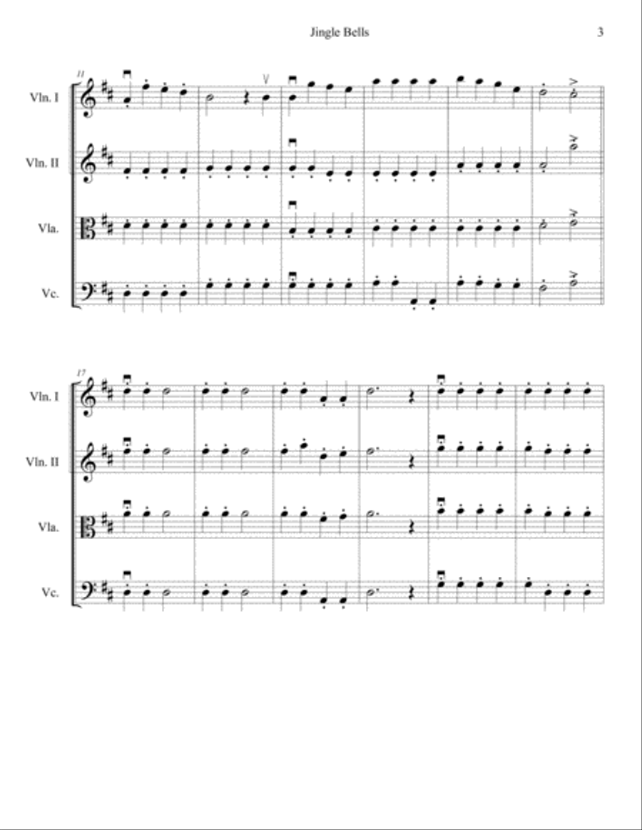 Jingle Bells String Quartet scores gallery preview page 3