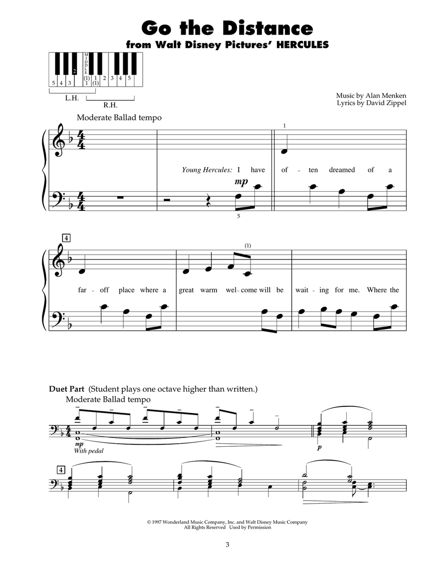 Go The Distance (from Hercules) Piano scores gallery preview page 1