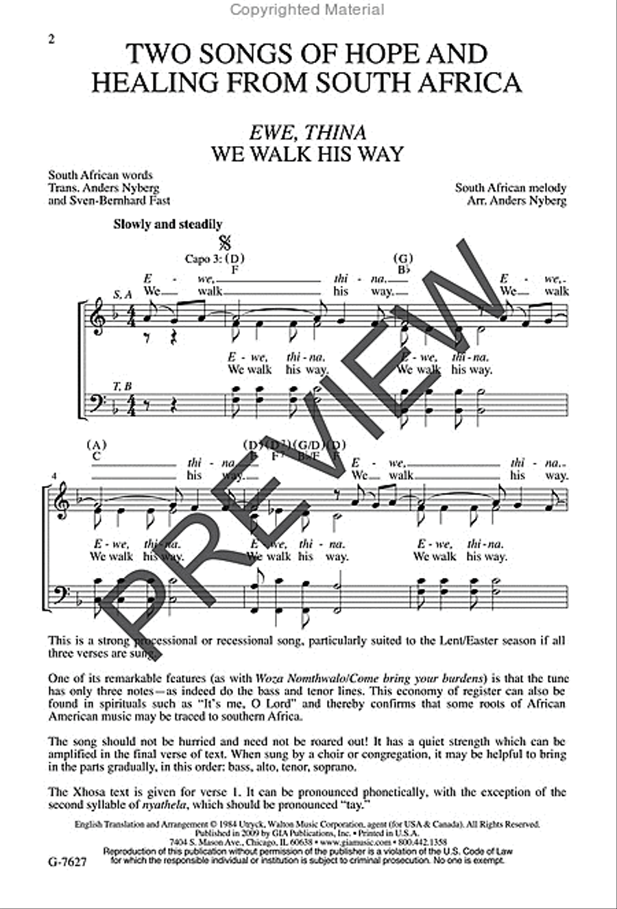 Two Songs of Hope and Healing from South Africa 4-Part scores gallery preview page 2