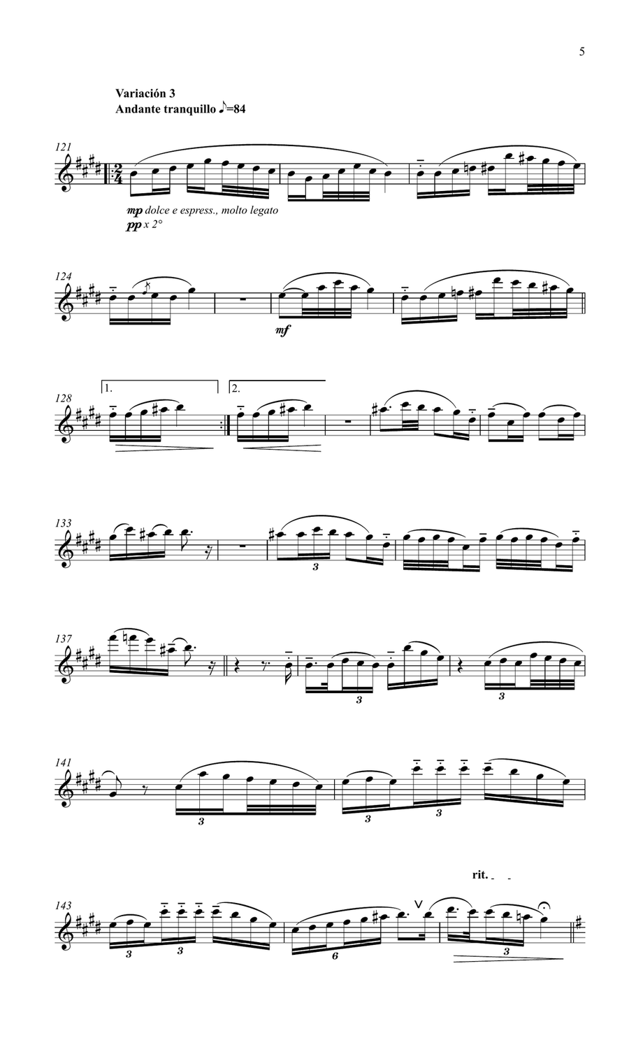 Schubert Intro & Variations for flute & piano Flute Solo scores gallery preview page 6