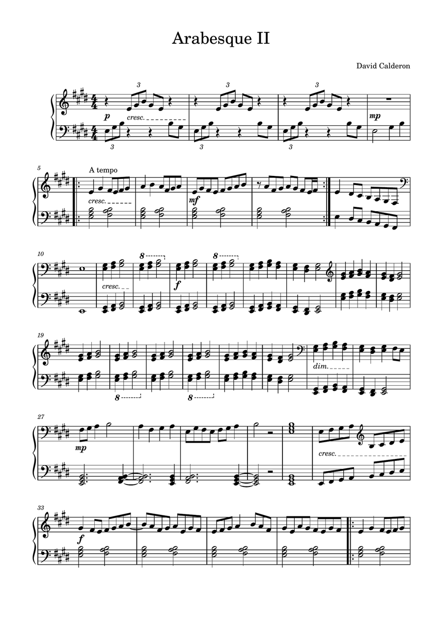 Arabesque II Opus.1 No.5 Piano Solo scores gallery preview page 1