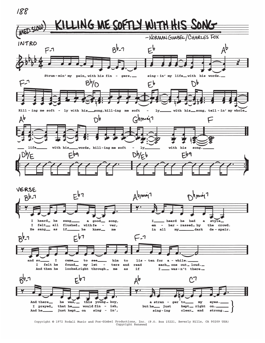 Killing Me Softly With His Song Voice scores gallery preview page 1