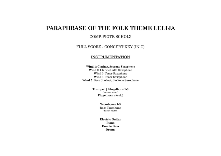 Paraphrase of the folk theme Lelija Jazz Ensemble scores gallery preview page 1