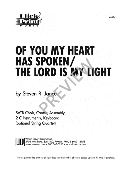 Of You My Heart Has Spoken / The Lord Is My Light image number null