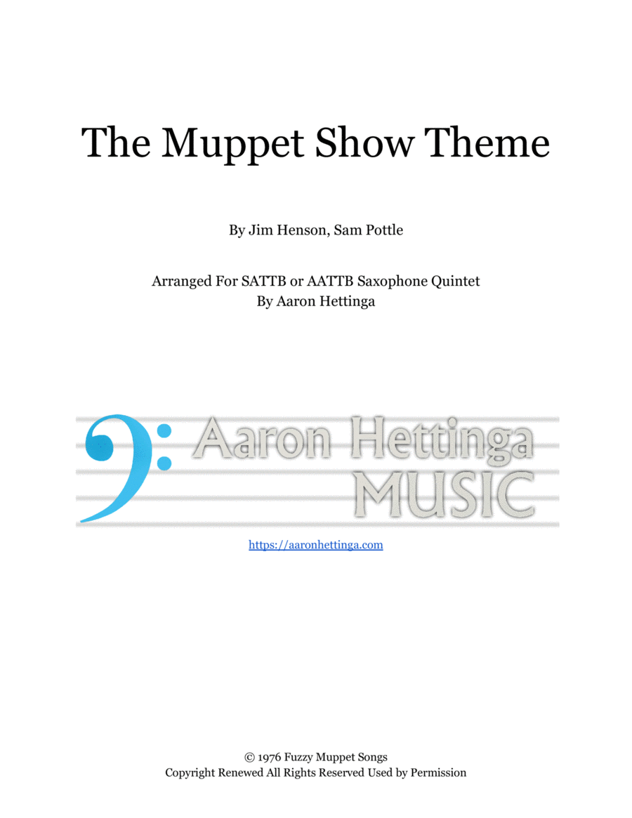 The Muppet Show Theme Saxophone Quintet scores gallery preview page 1