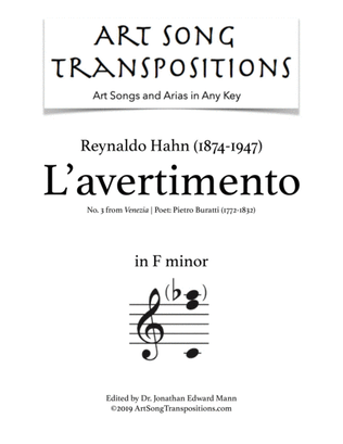 HAHN: L'avertimento (transposed to F minor)