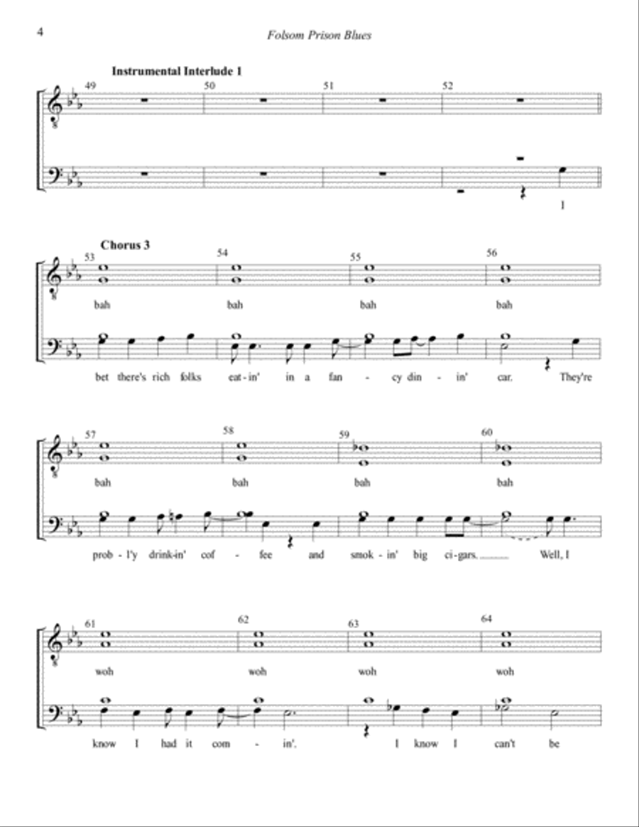 Folsom Prison Blues Folsom Prison Blues TTBB scores gallery preview page 4