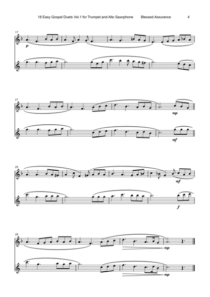 18 Easy Gospel Duets Vol.1 for Trumpet and Alto Saxophone
