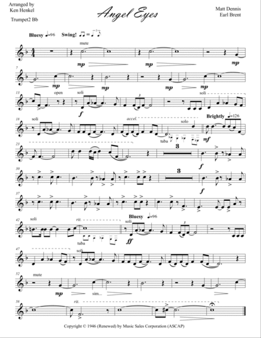Angel Eyes Brass Quintet scores gallery preview page 2