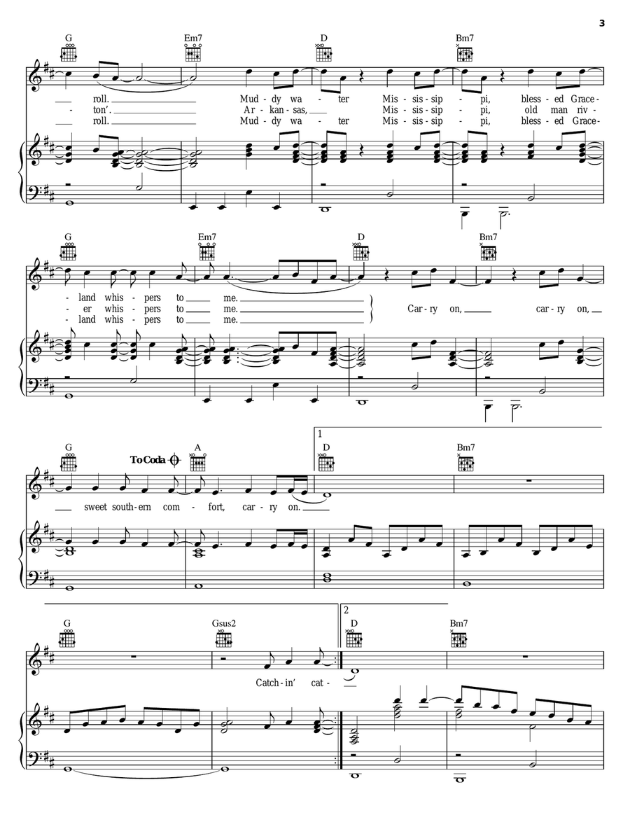 Sweet Southern Comfort Piano, Vocal, Guitar scores gallery preview page 3