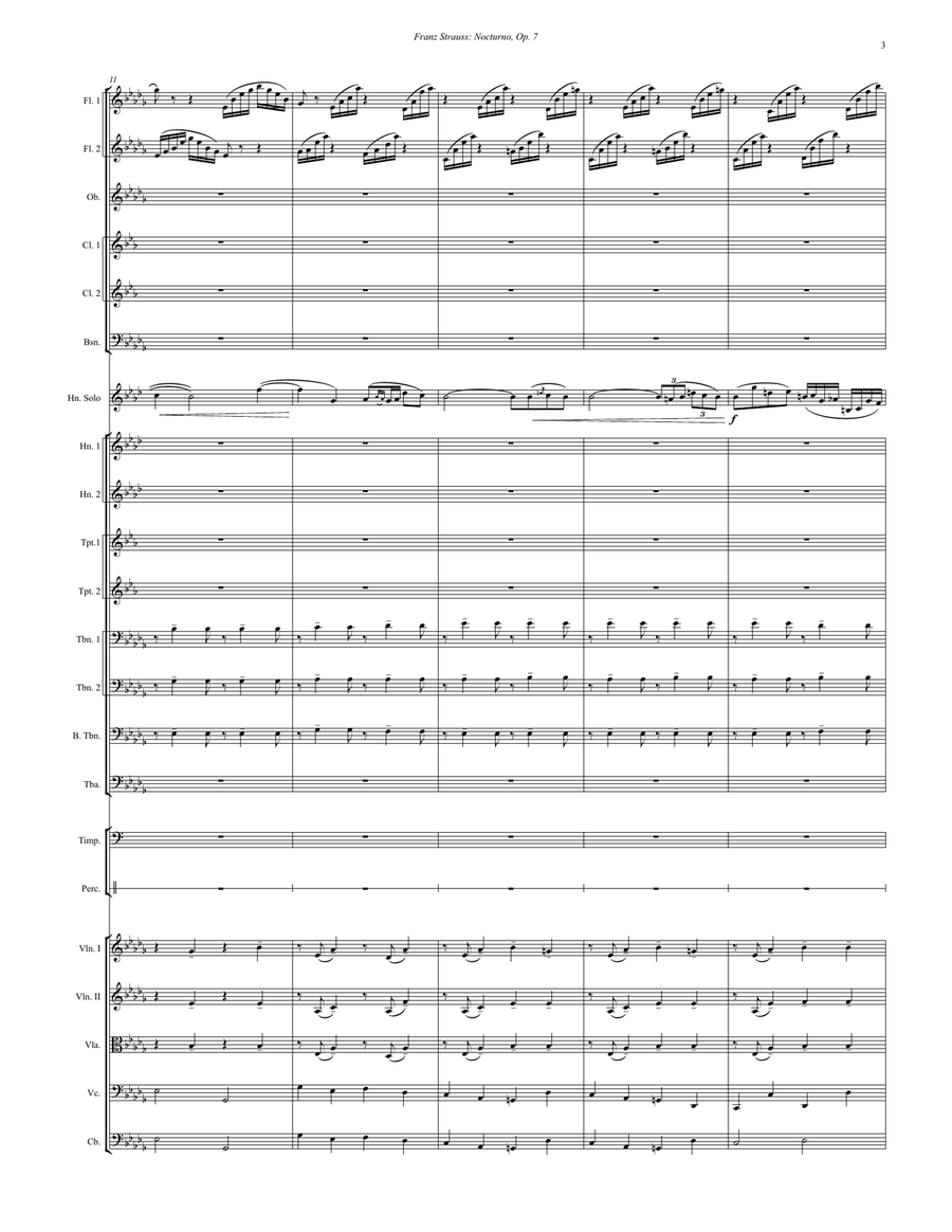 Nocturno, Op. 7 for Horn Solo and Orchestra Full Orchestra scores gallery preview page 3