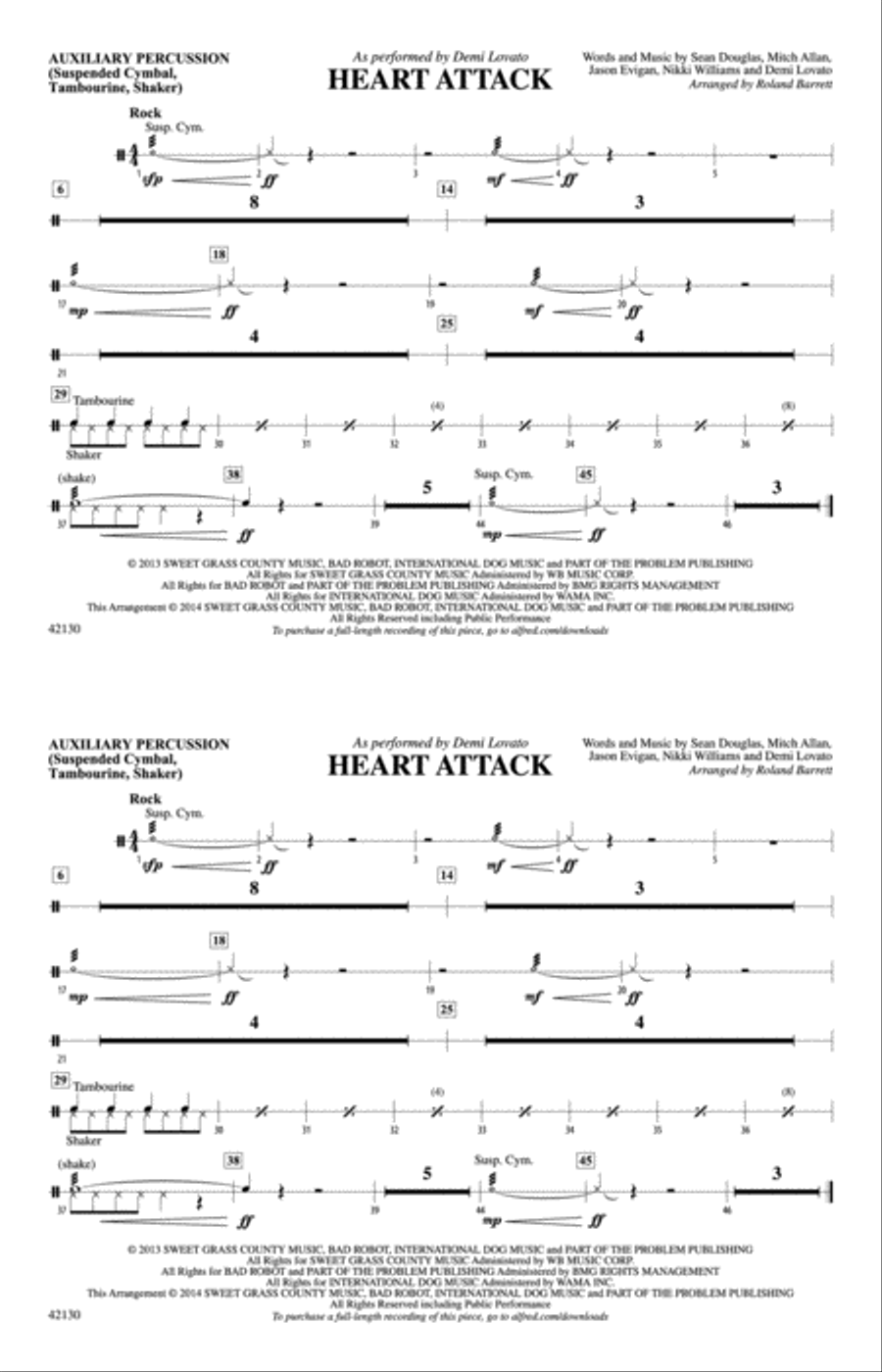 Heart Attack: Auxiliary Percussion Marching Band scores gallery preview page 1