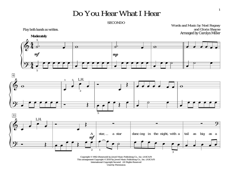 Do You Hear What I Hear Easy Piano scores gallery preview page 1