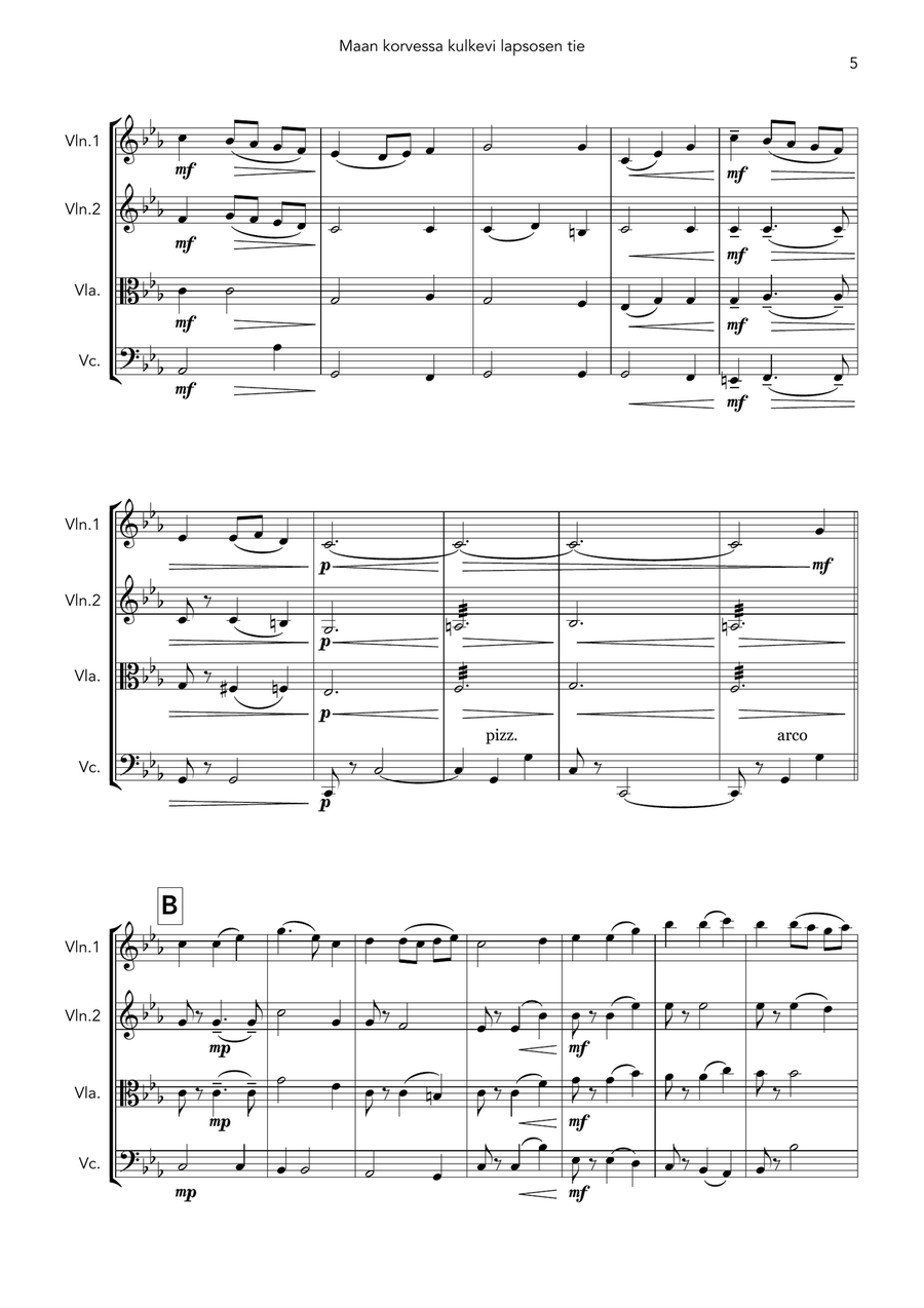 Maan korvessa kulkevi lapsosen tie String Quartet scores gallery preview page 5
