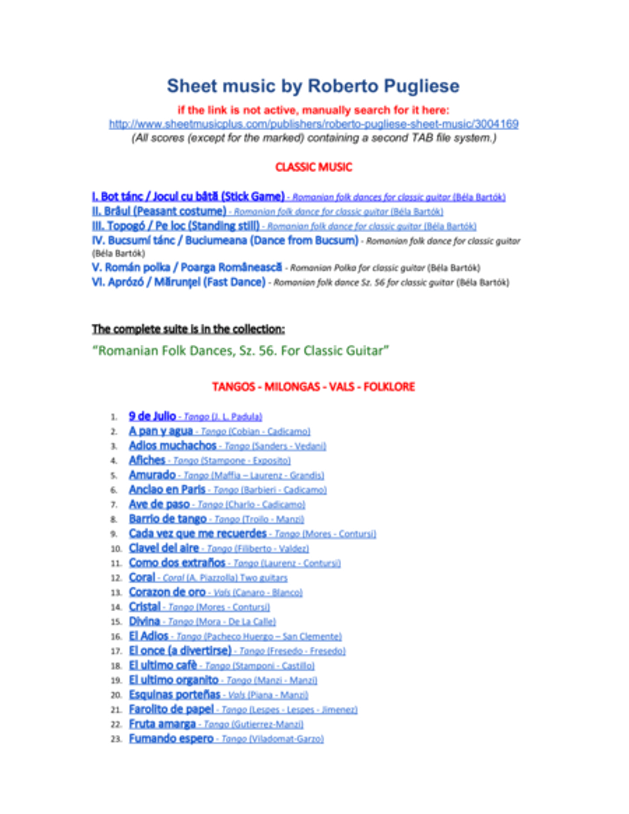 Melodia de arrabal - tango guitar by Roberto Pugliese Classical Guitar scores gallery preview page 5