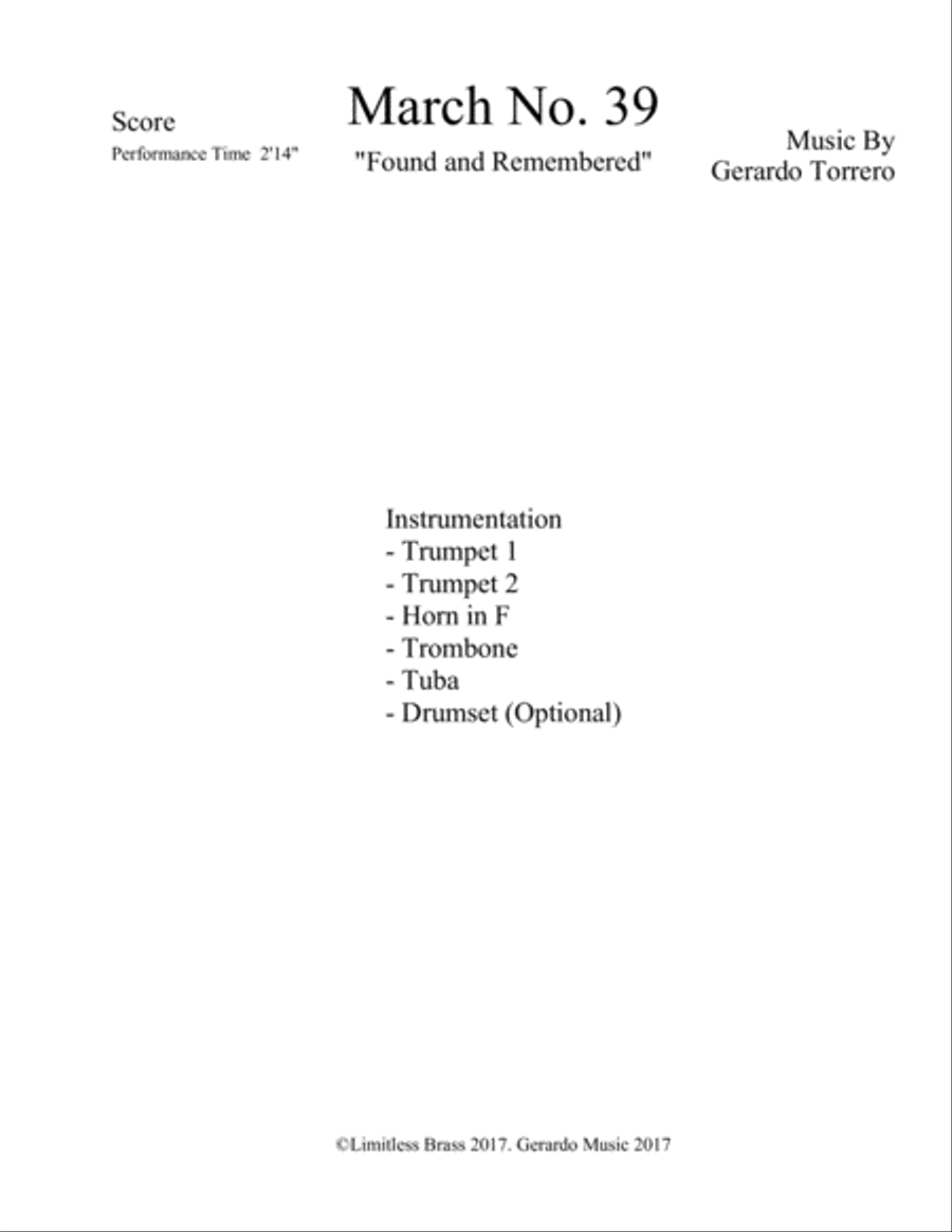 March no.39 (Ending1) Brass Ensemble scores gallery preview page 1