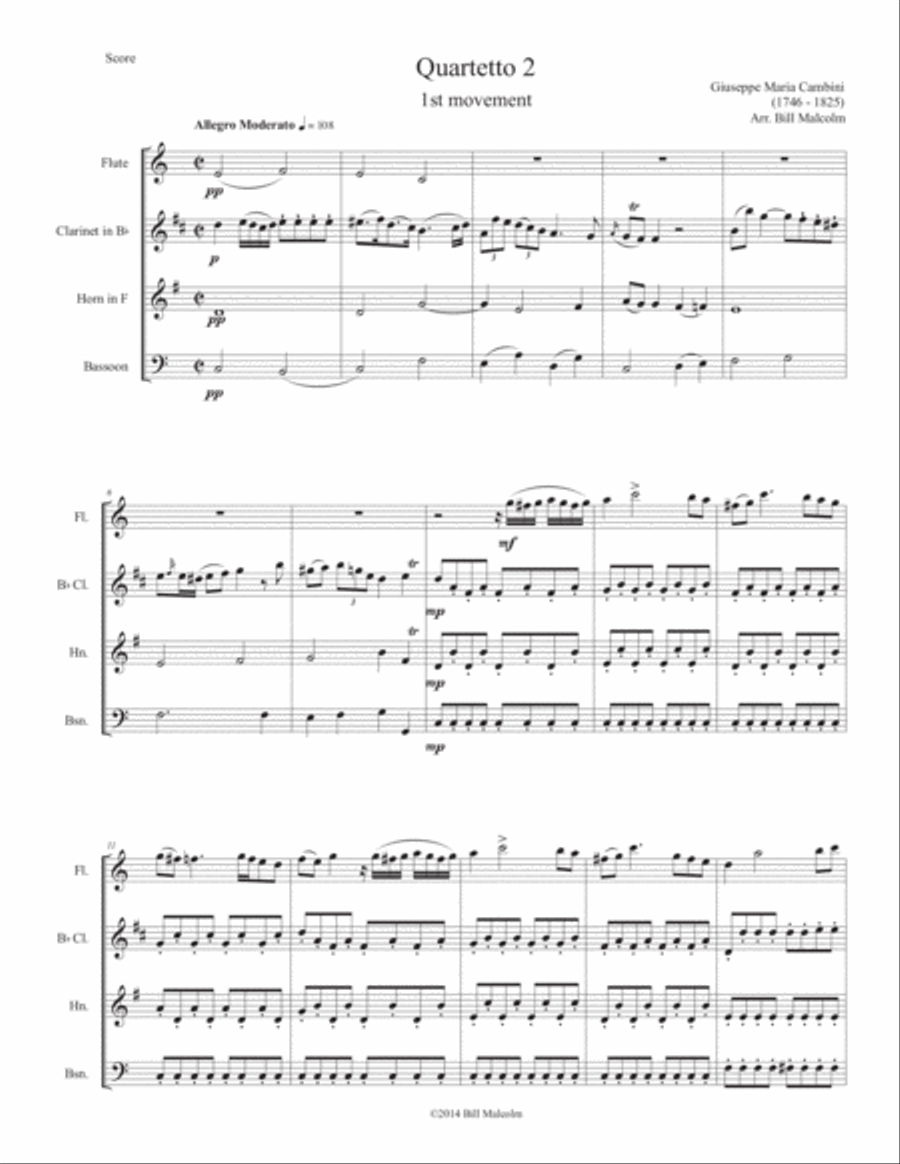 Cambini Quartet 2 for wind quartet Small Ensemble scores gallery preview page 1