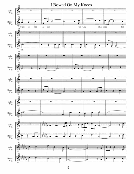 I Bowed on my Knees and Cried Holy (Arrangements Level 2-4 for VIOLIN + Written Acc) Hymn image number null