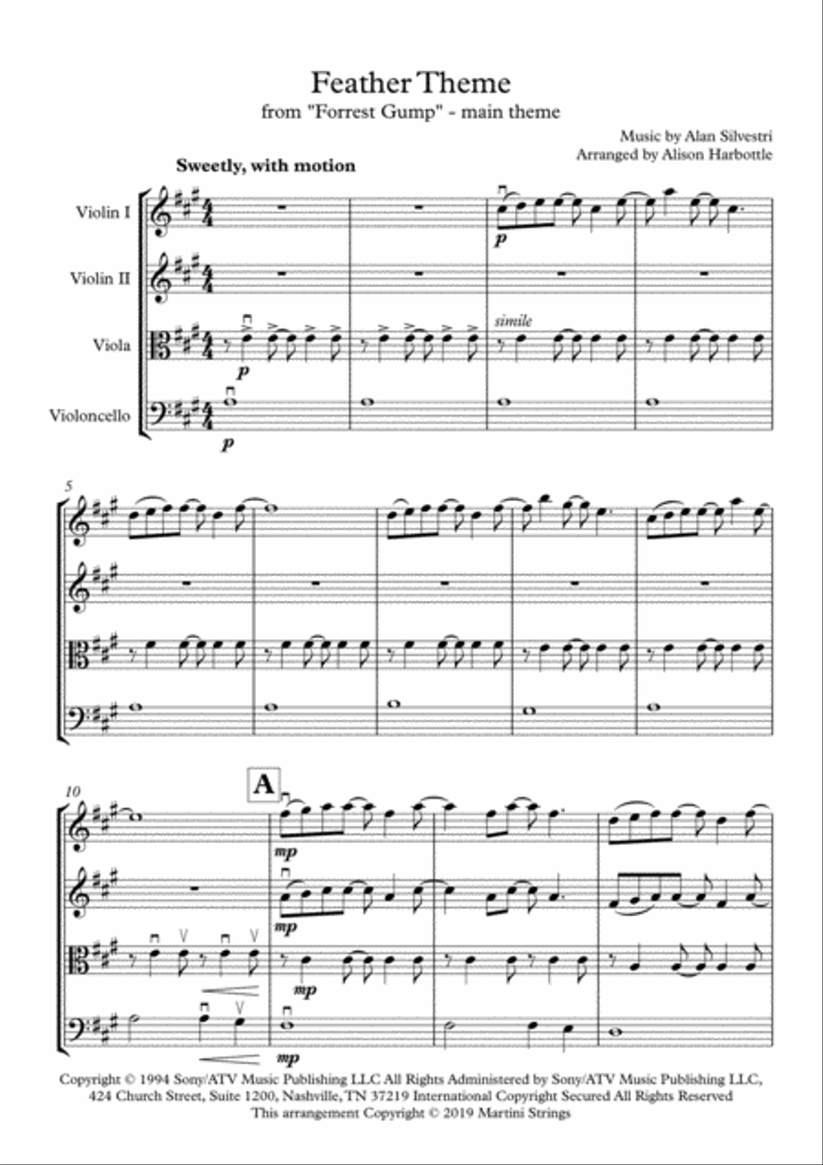 Forrest Gump - Main Title (feather Theme) String Quartet scores gallery preview page 3