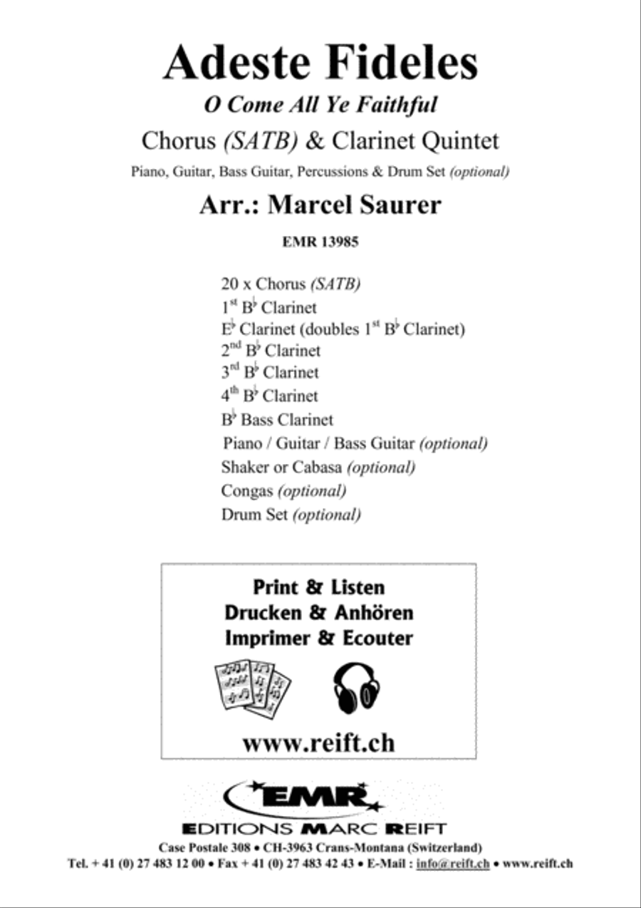 Adeste Fideles Clarinet Quintet scores gallery preview page 2