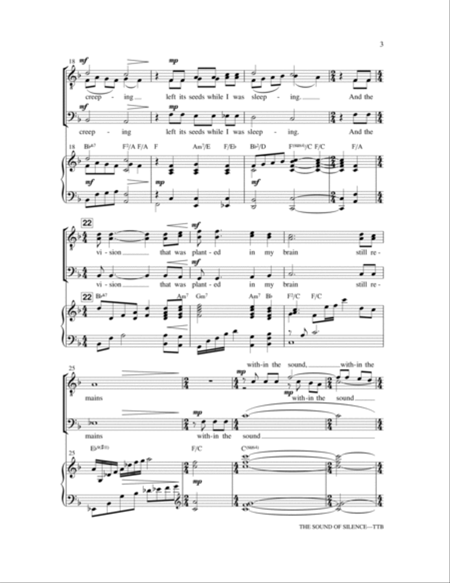 The Sound Of Silence (arr. Mark Hayes) TTBB scores gallery preview page 3
