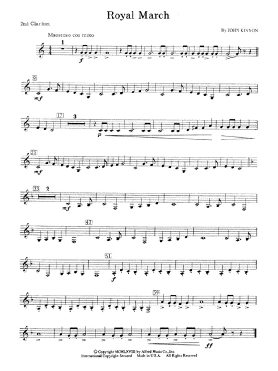Royal March: 2nd B-flat Clarinet Concert Band scores gallery preview page 1