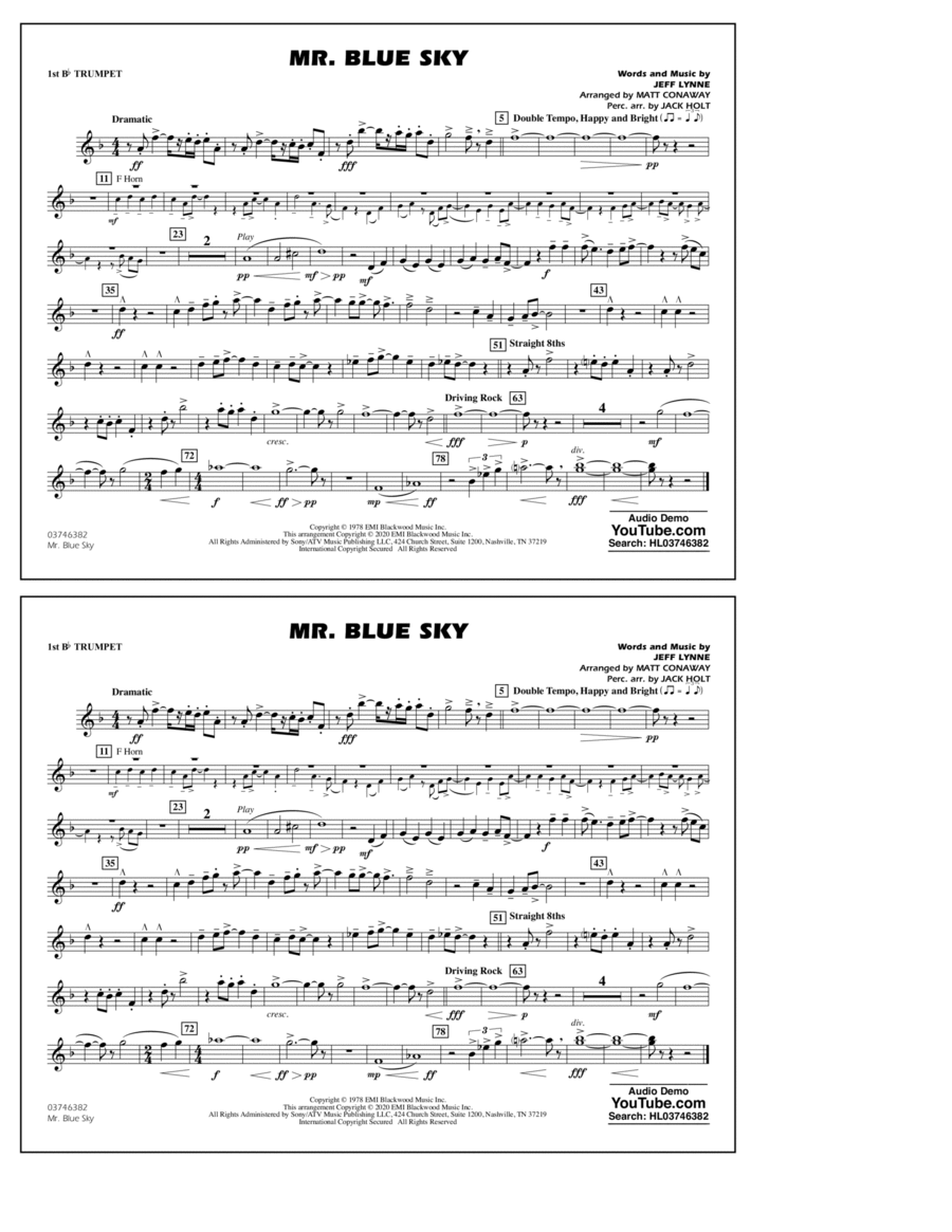 Mr. Blue Sky (arr. Matt Conaway) - 1st Bb Trumpet