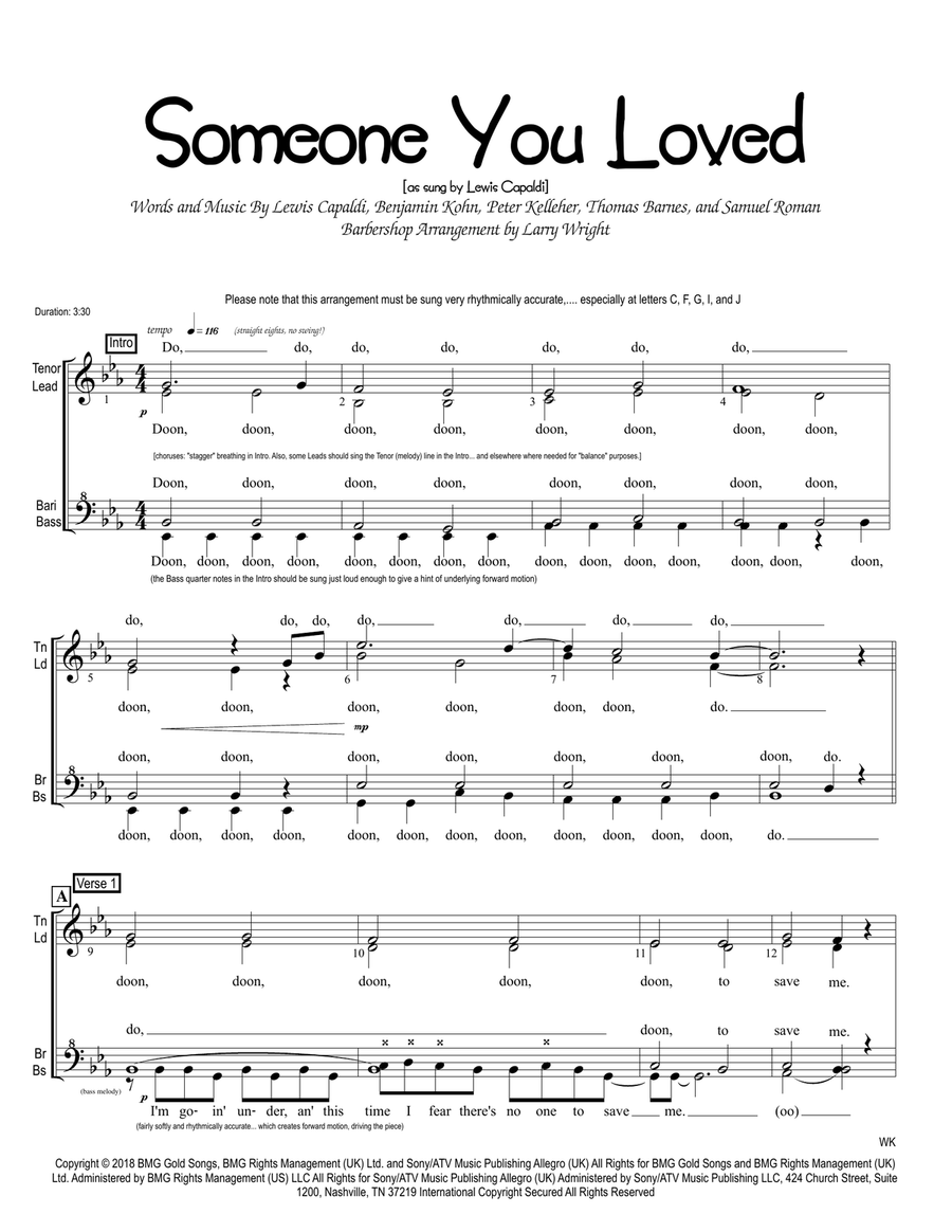 Someone You Loved Someone You Loved SSAA scores gallery preview page 1